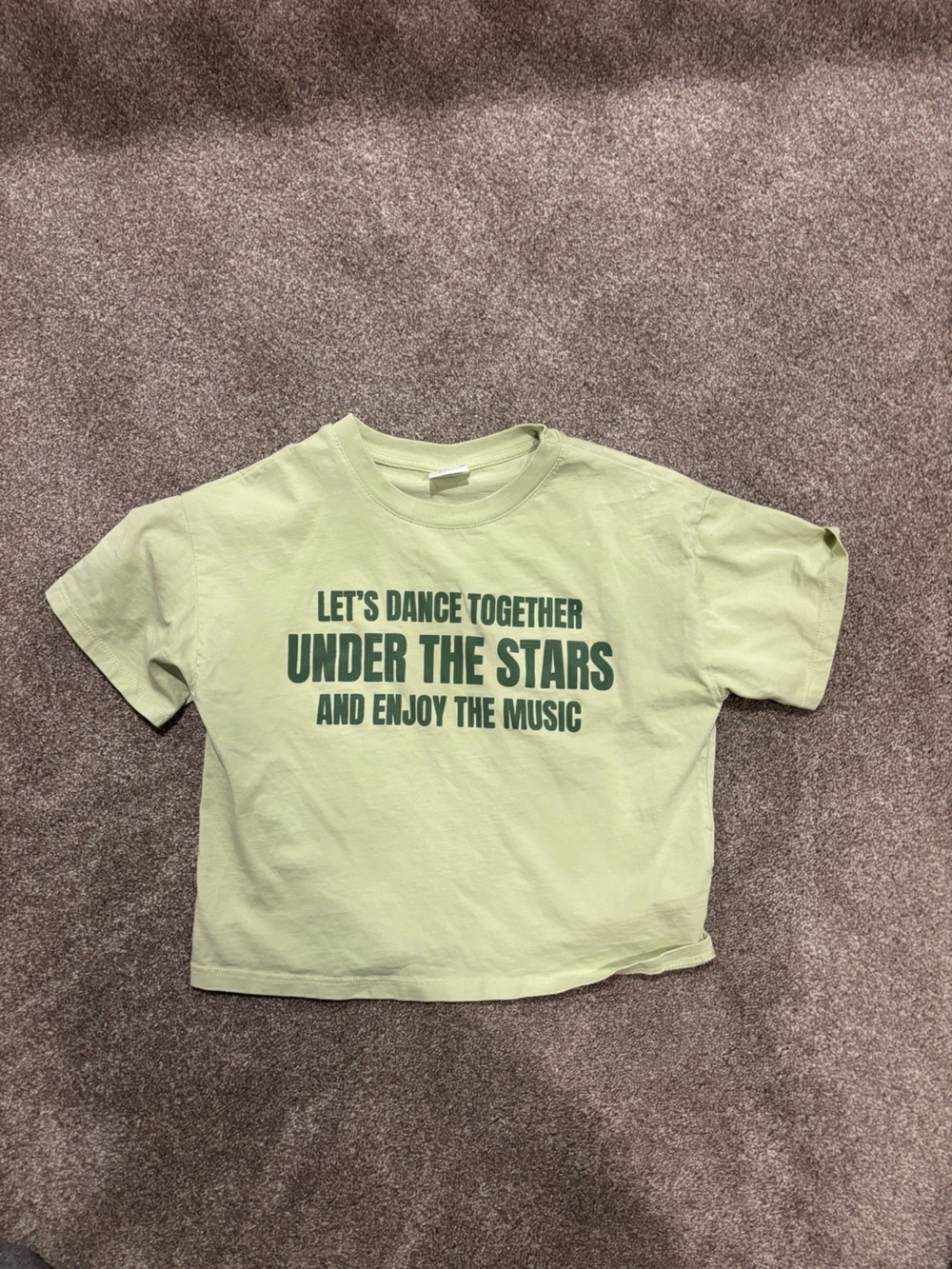 Zara Kids Pale Lime Graphic Tee with Dark Green Print